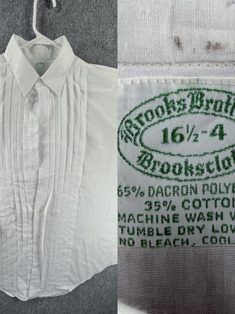 Brooks Brothers Formal French Cuff 16.5 4 Polyester Cotton White Button Up Solid